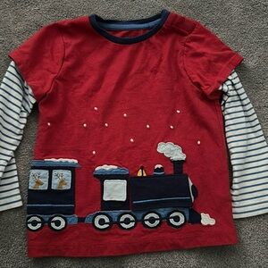 Boden 3-4 holiday train shirt